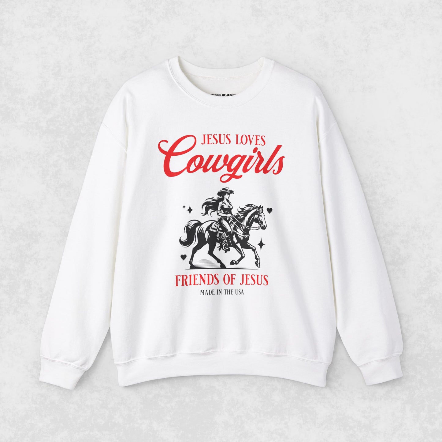 Jesus Loves Cowgirls - White Sweatshirt