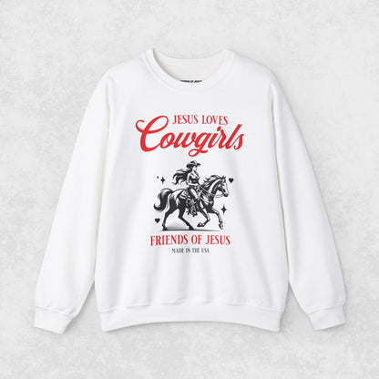 Jesus Loves Cowgirls - White Sweatshirt